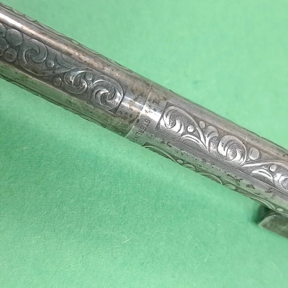 Vintage Sheaffer‎ Sterling Silver pen grapes leaves vines White Dot Ballpoint